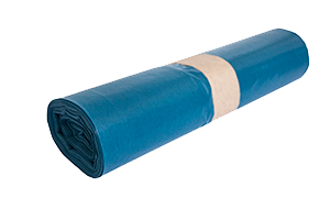 LDPE-Regenerat Müllsäcke, blau, Typ 60 extra, 160-180 l, 600+300 x 1.100 mm Kartoninhalt: 10 Rollen