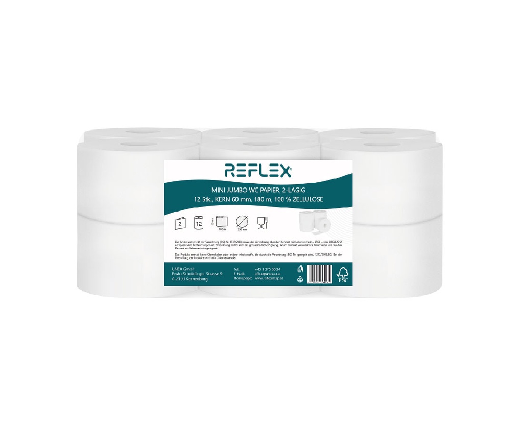 Mini Jumbo Toilettenpapier 12x1, 180 lfm